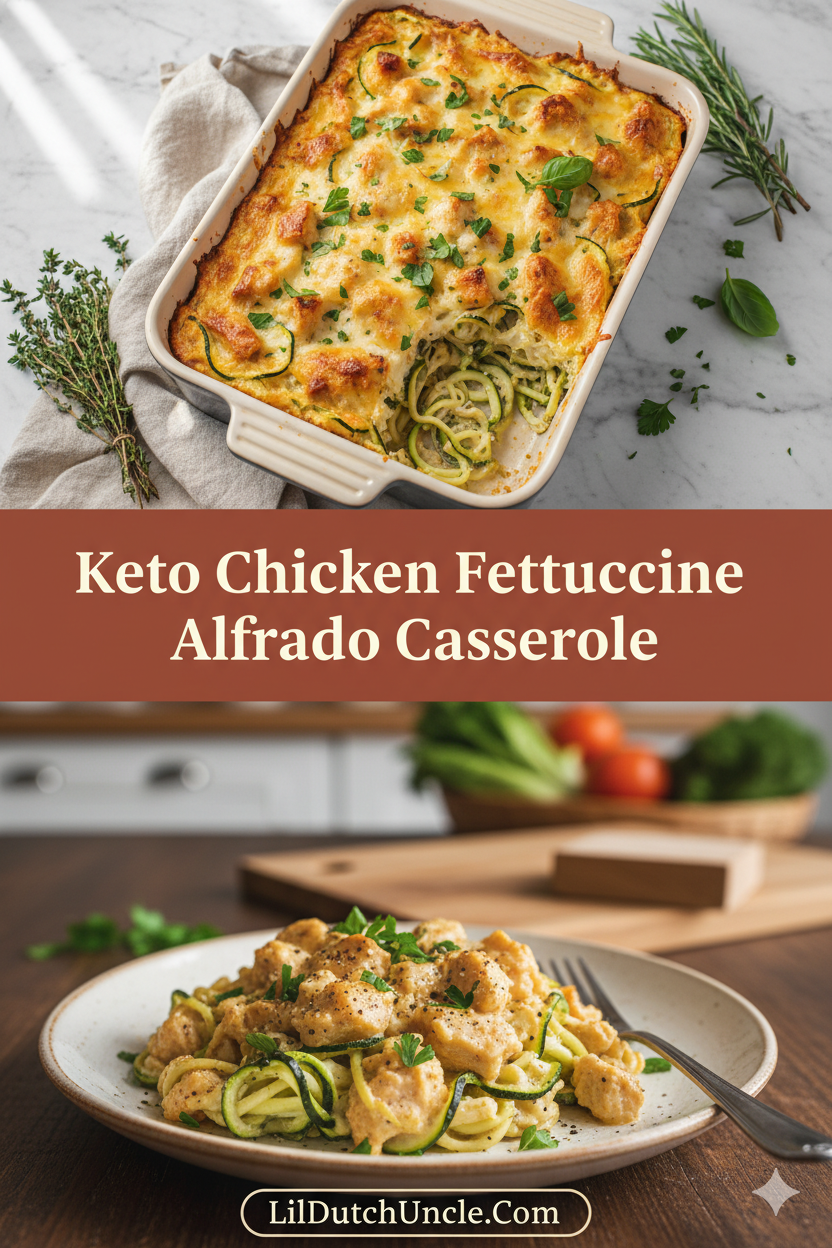 Keto Chicken Fettuccine Alfredo Casserole