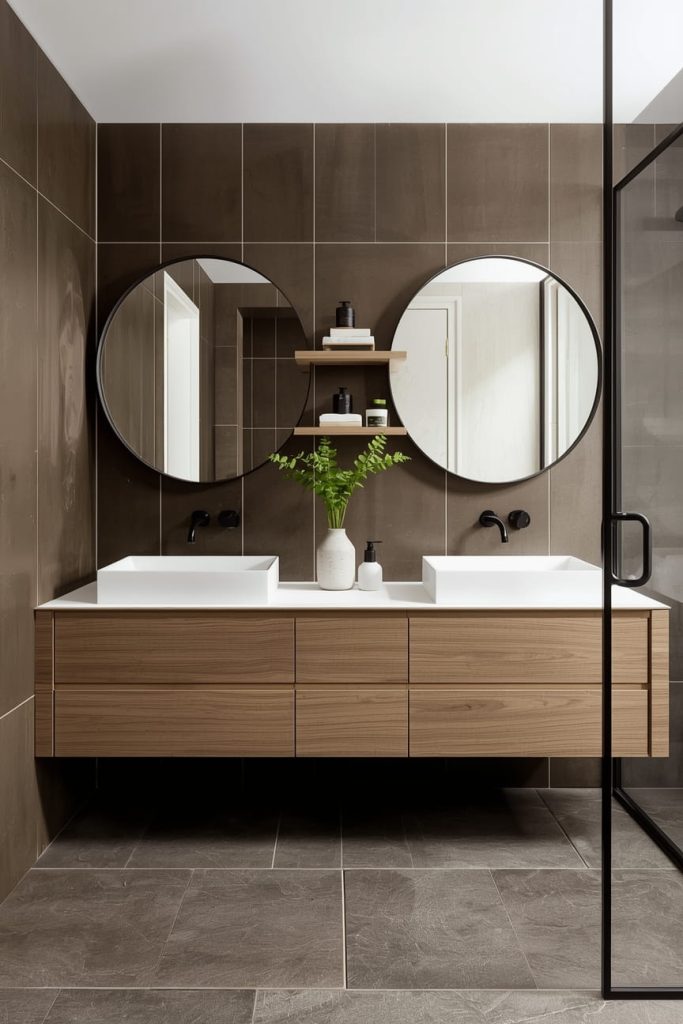 Luxury Spa Style Brown Tile Bathroom