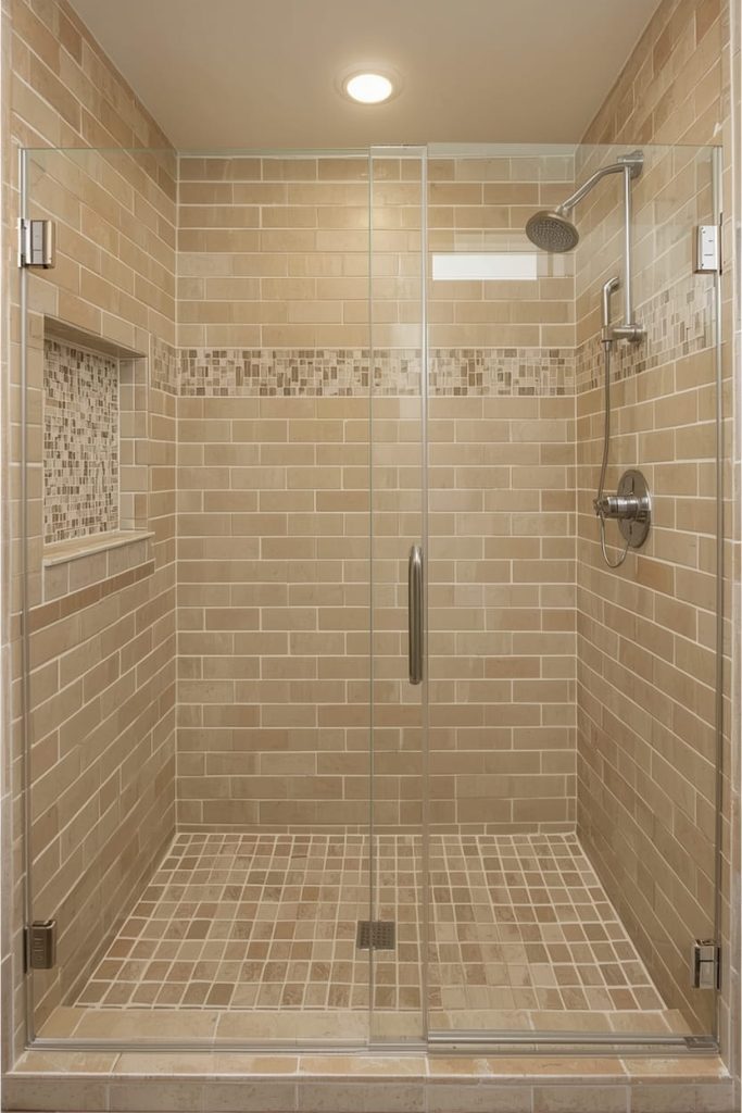 Luxury Tan Tile Bathroom