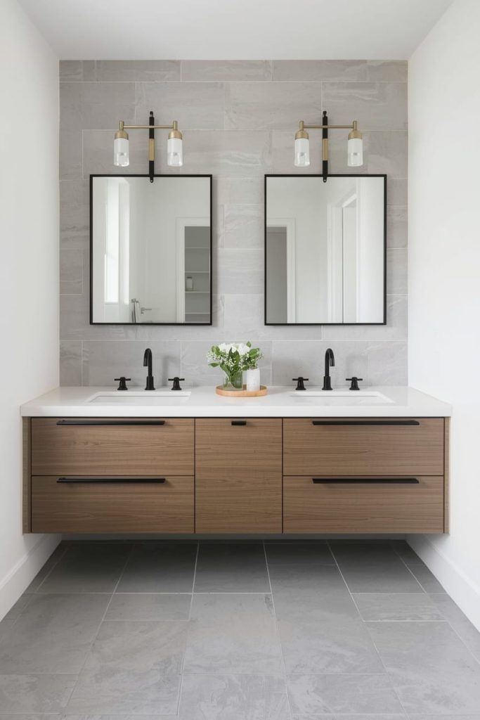 Minimalist Grey Tile Bathroom Ideas