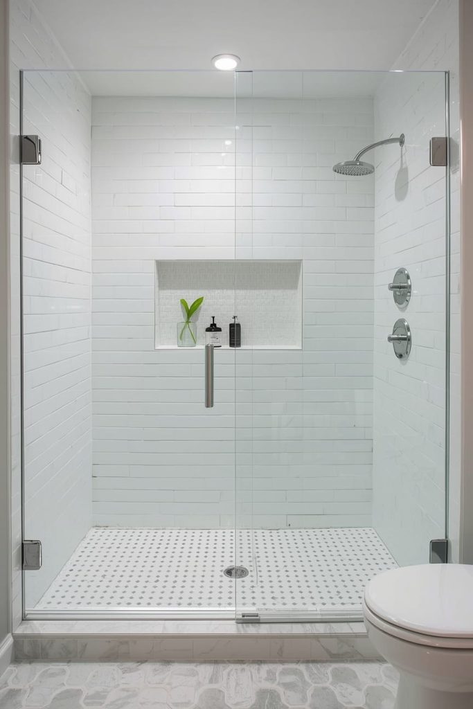 Minimalist White Tile Bathroom Ideas