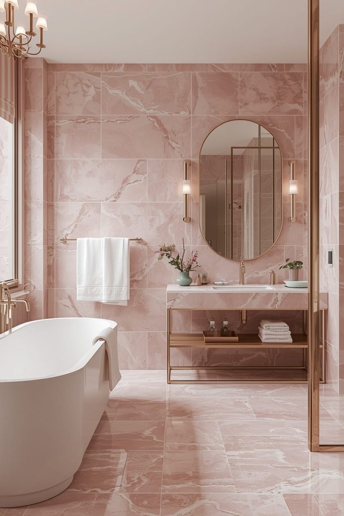 Modern Pink Tile Bathroom Ideas