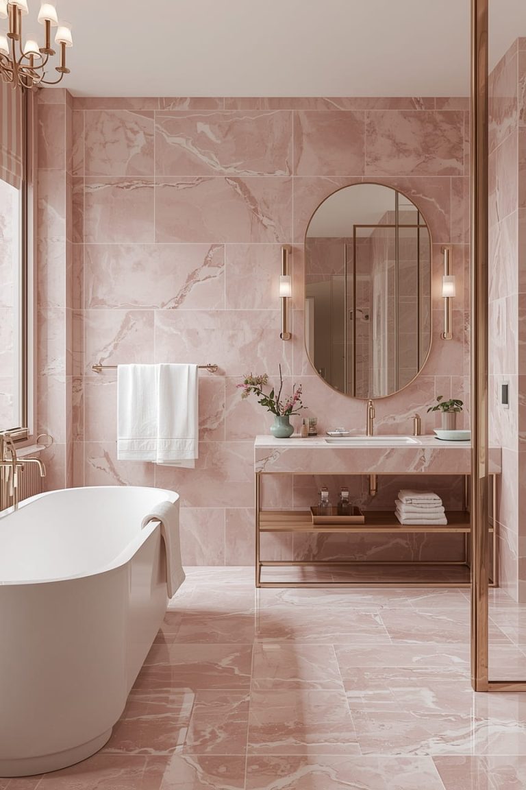 Modern Pink Tile Bathroom Ideas