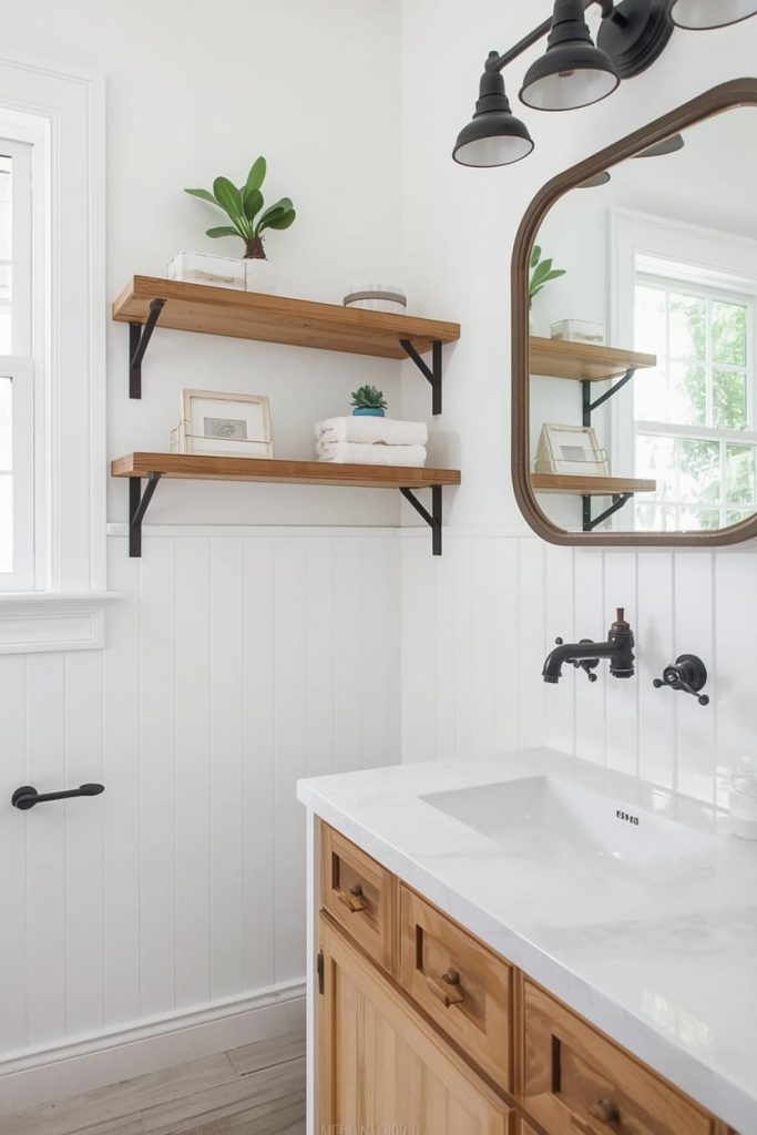 Modern Subway Half Wall Tile Bathroom Ideas