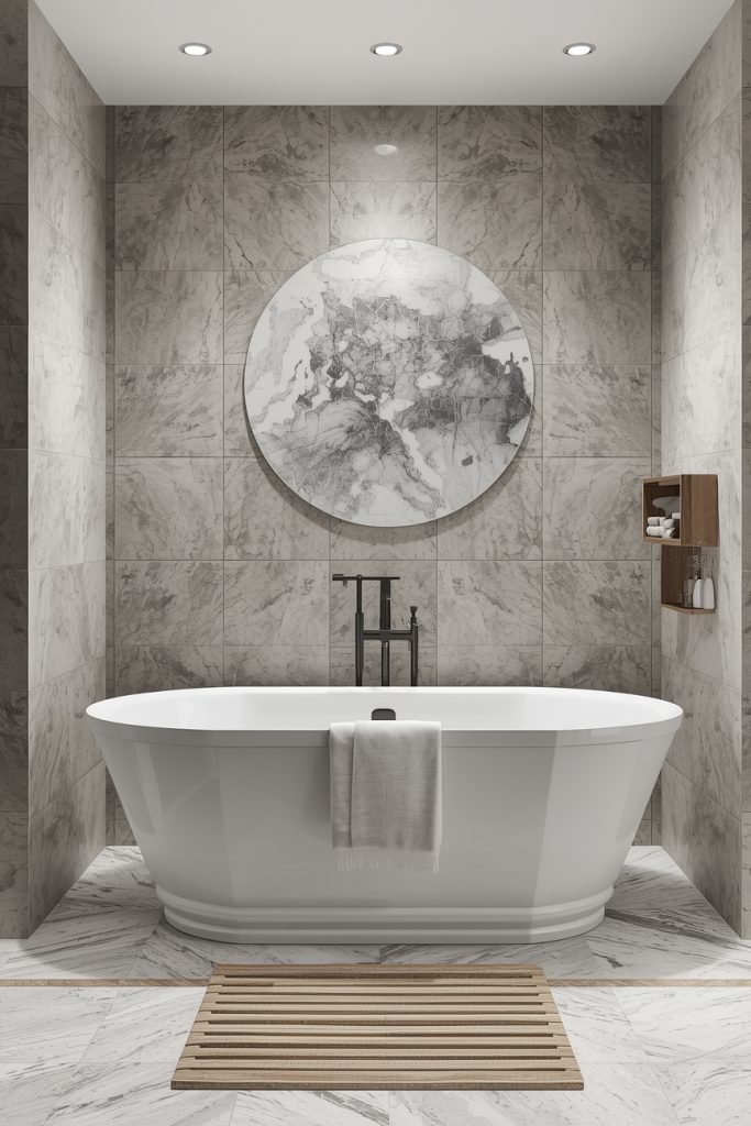 Modern Subway Tile Bathroom With Tub