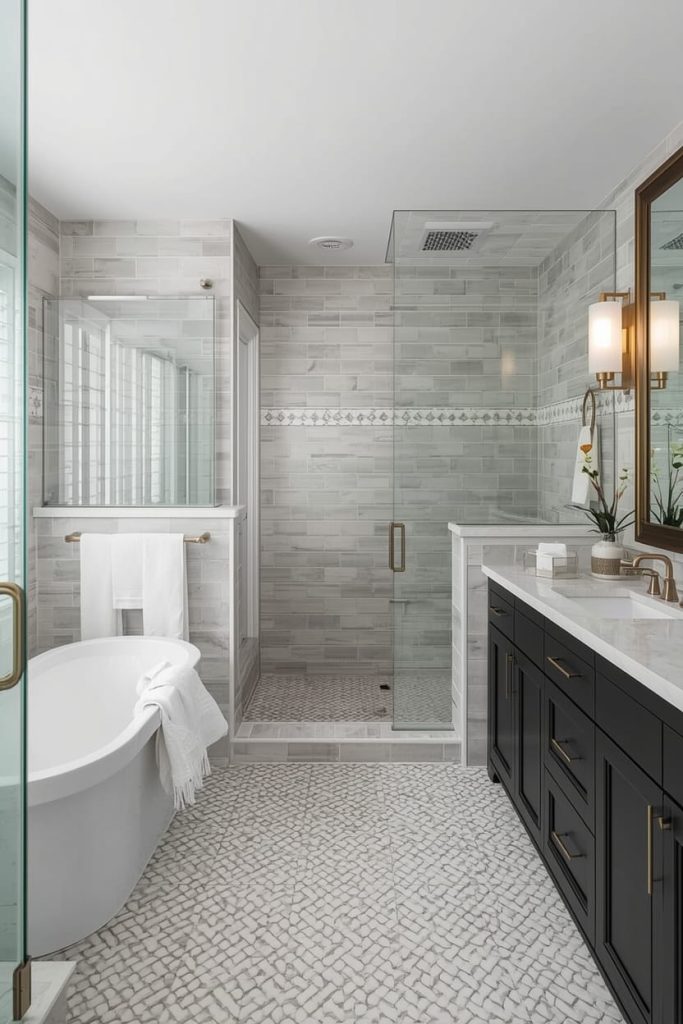 Modern Subway Tile Master Bathroom Ideas