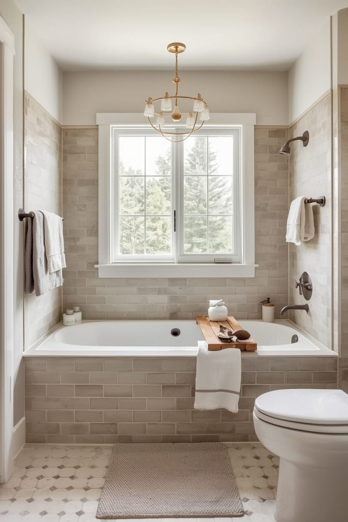Neutral Bathroom Tile With Tub