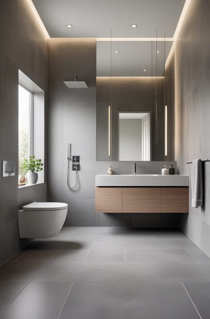 Neutral Concrete Look Tiles for Industrial Style