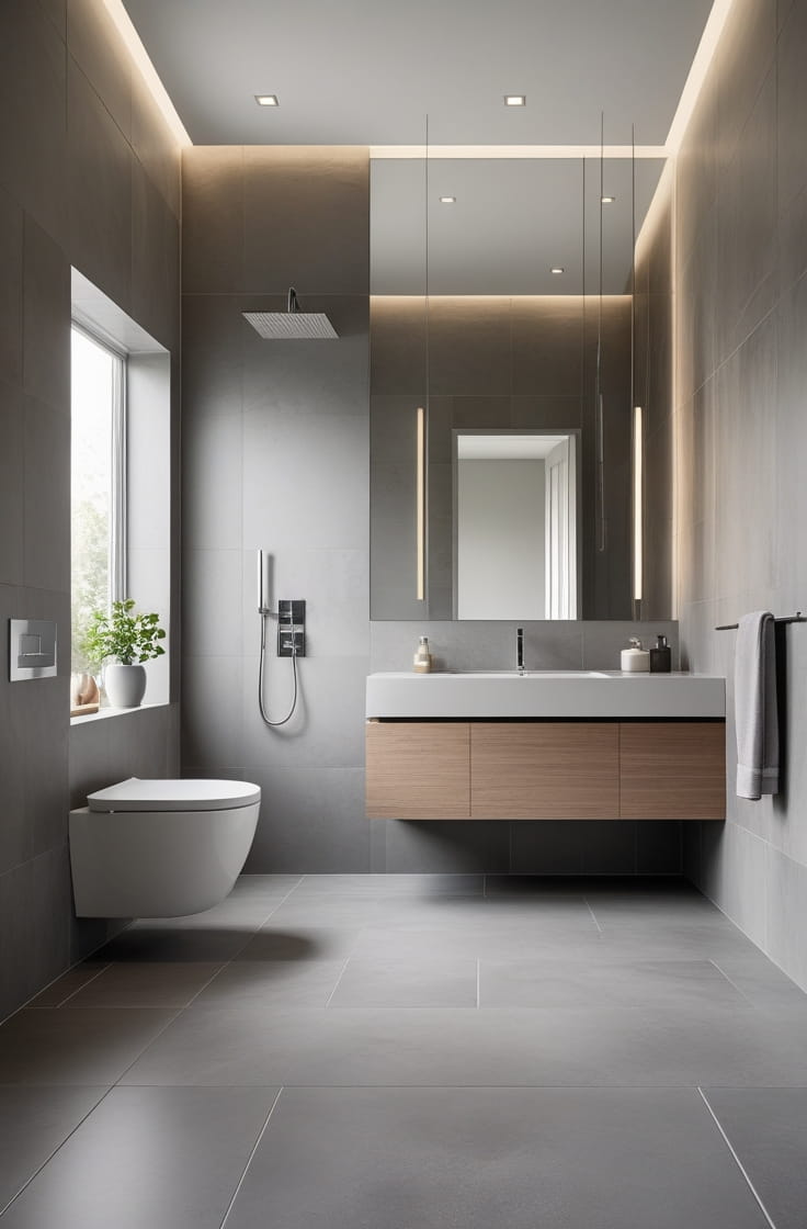 Neutral Concrete Look Tiles for Industrial Style