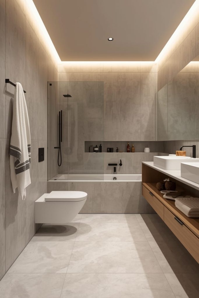 Neutral Marble Tiles for a Luxury Bathroom Look