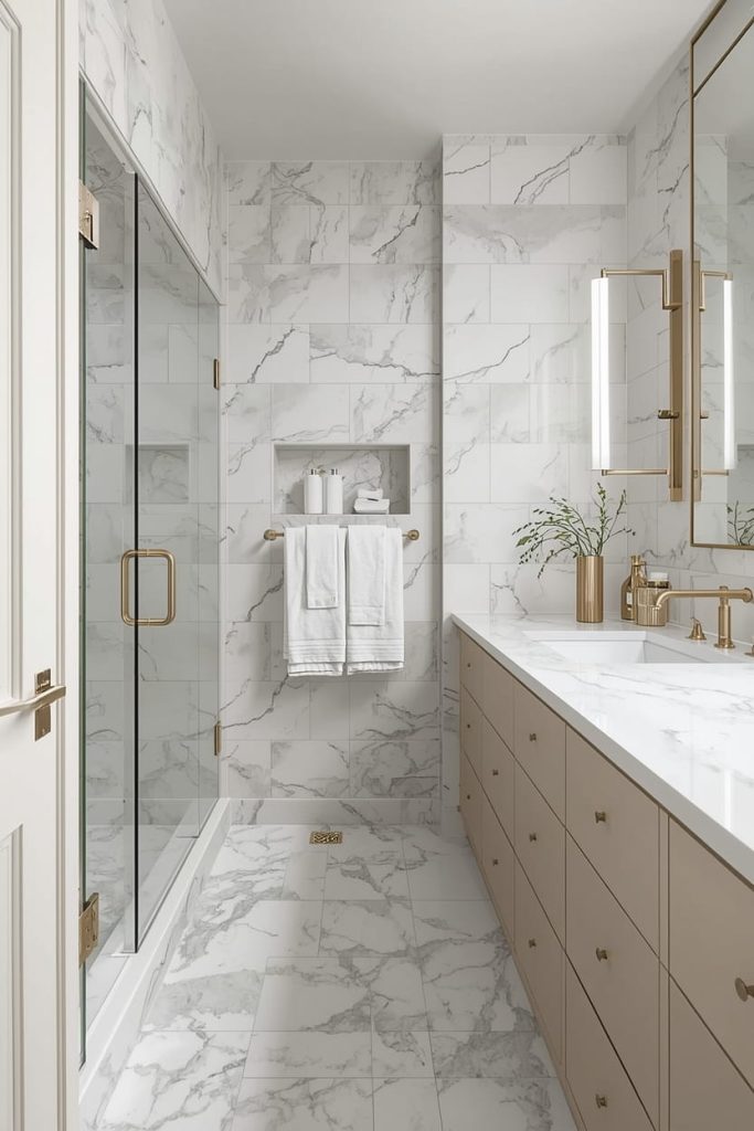 Neutral Matte Tiles for Minimalist Bathroom