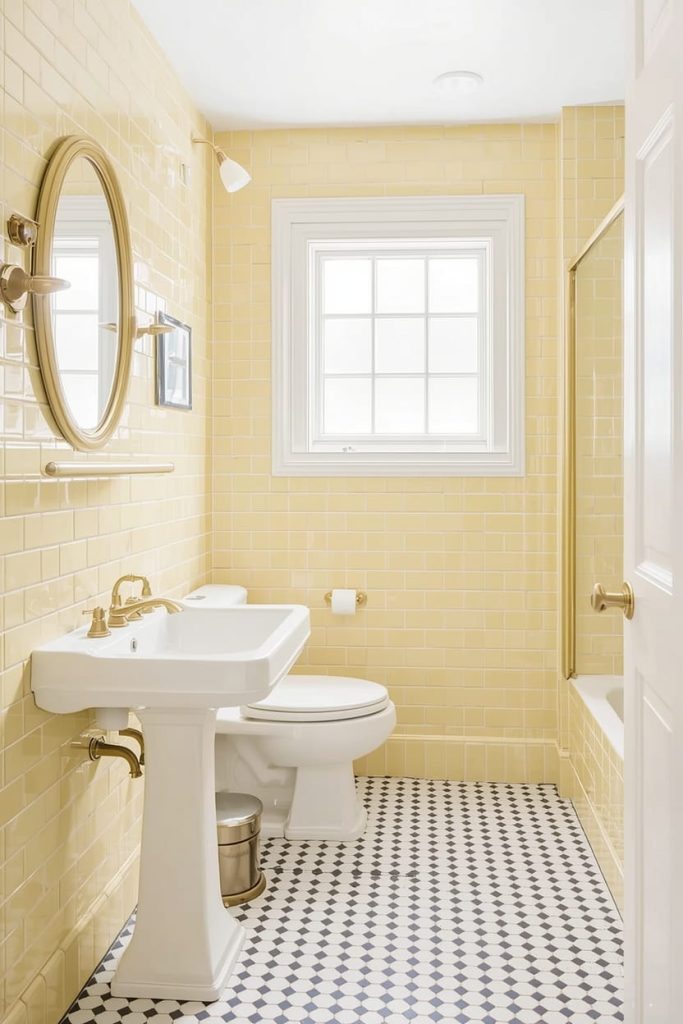  Pastel Yellow Bathroom Tile Design