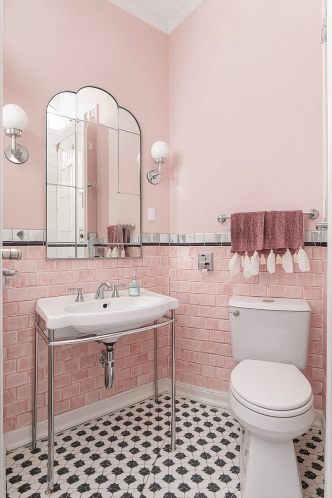 Pink and Gold Bathroom Tile Ideas