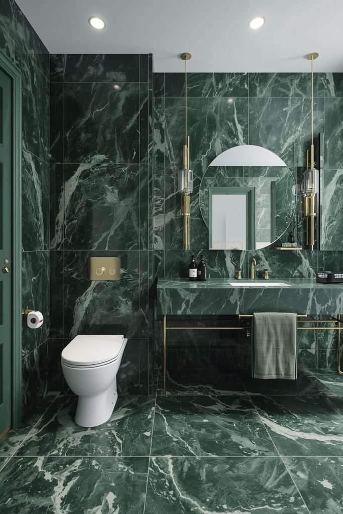  Sage Green Subway Tile Bathroom