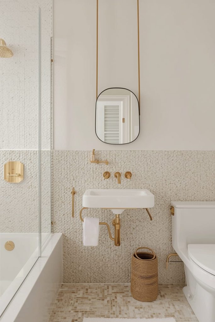 Scandinavian Half Wall Tile Bathroom