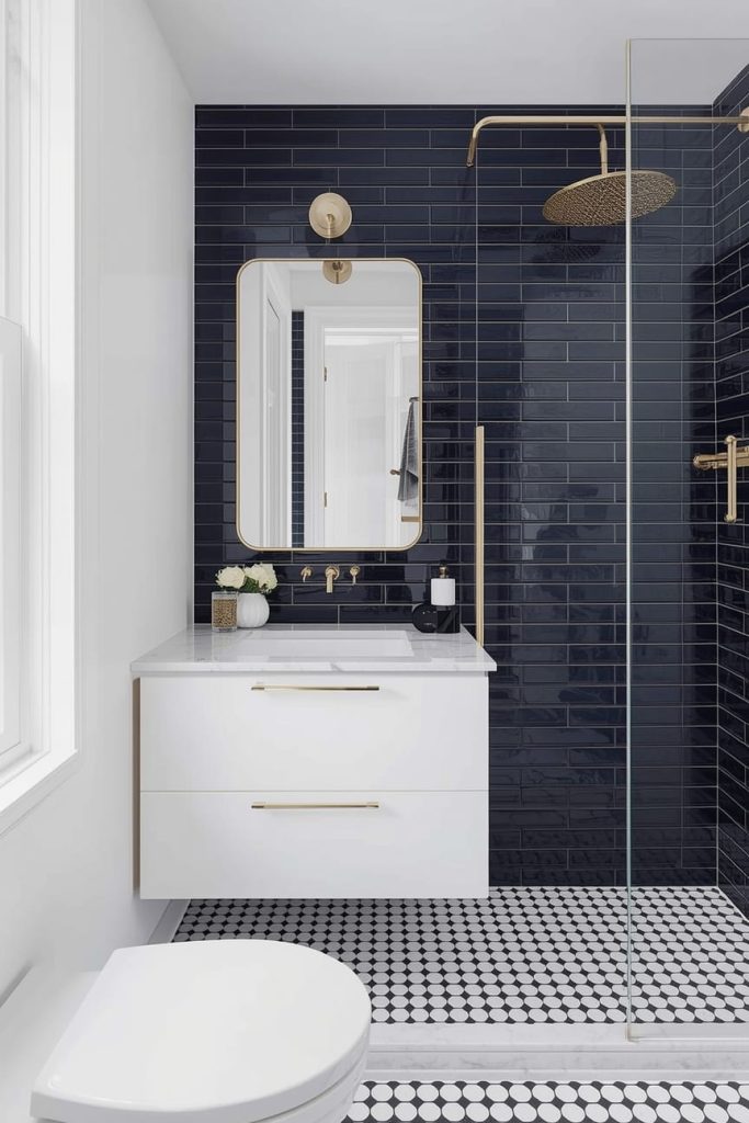  Small Bathroom with Blue Tiles for Smart Styling