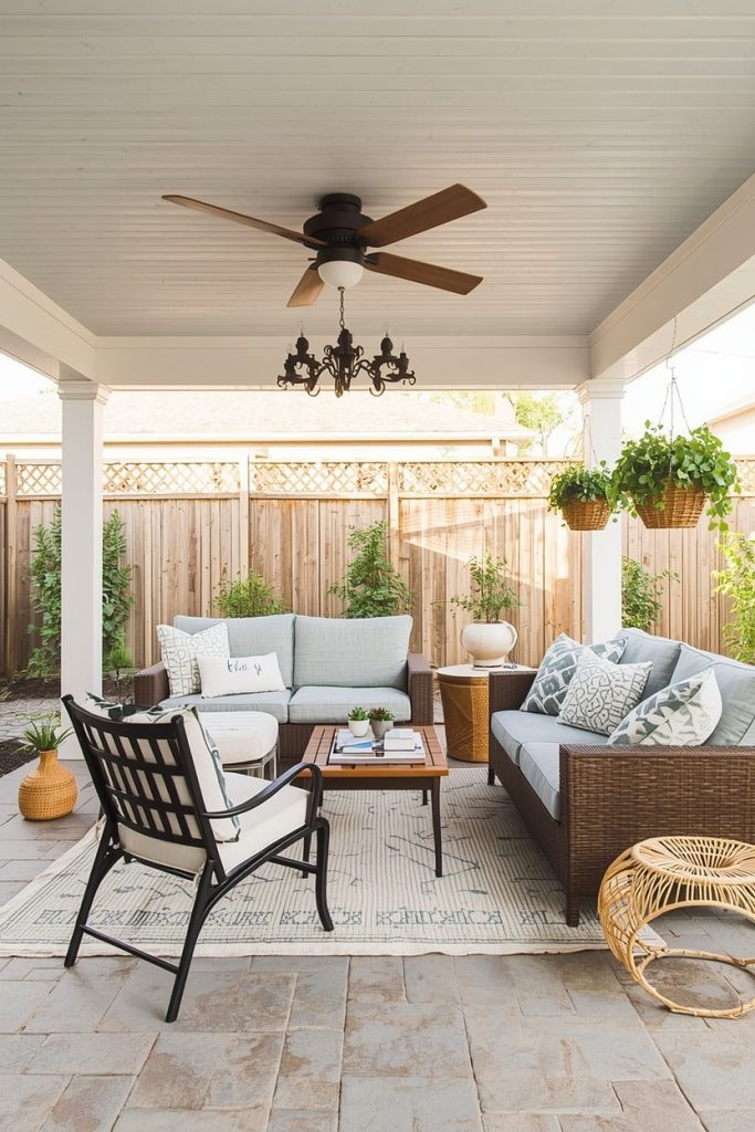 Small Cozy Covered Patio Ideas with Space-Saving Furniture