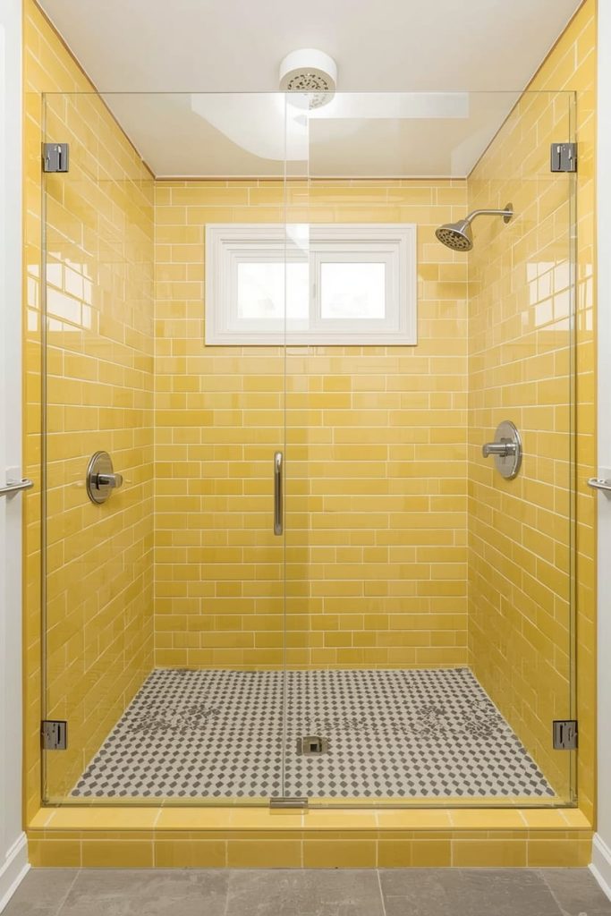  Small Yellow Bathroom Ideas with Floor Tiles