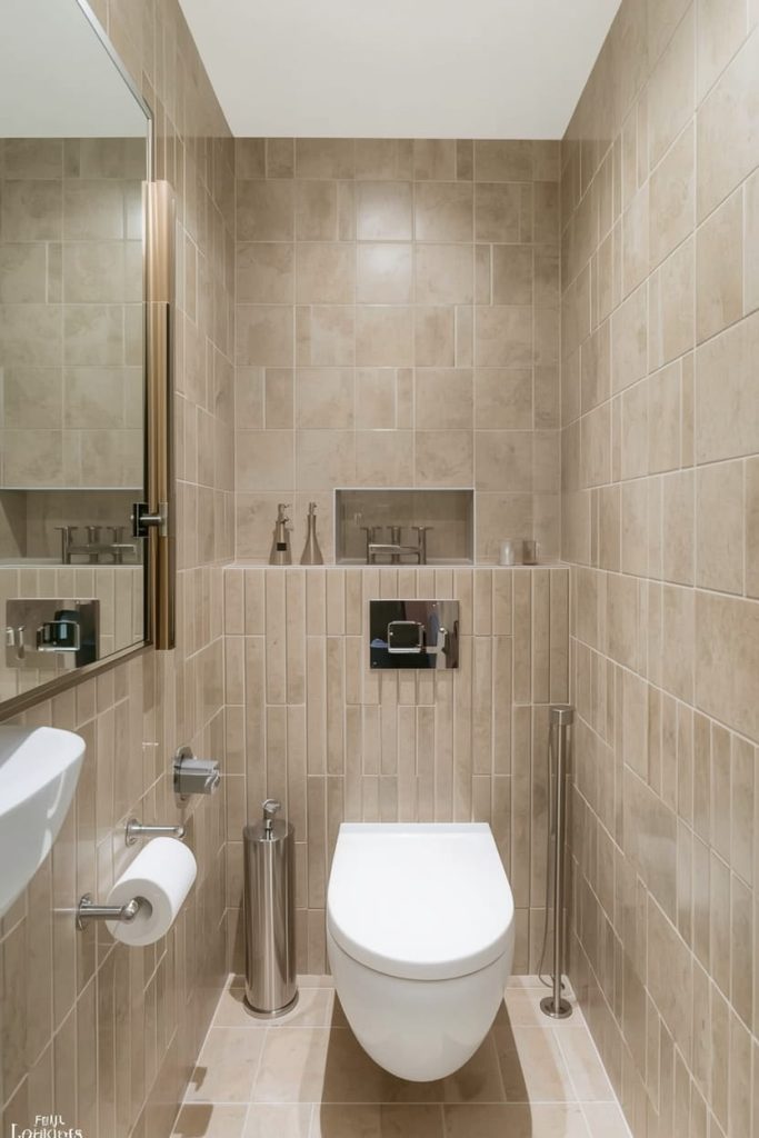 Tan and White Bathroom Tiles