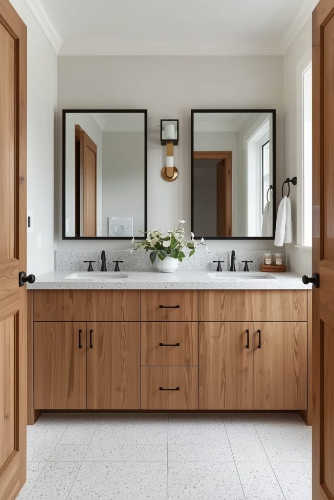 Terrazzo Bathroom With Wood Accents