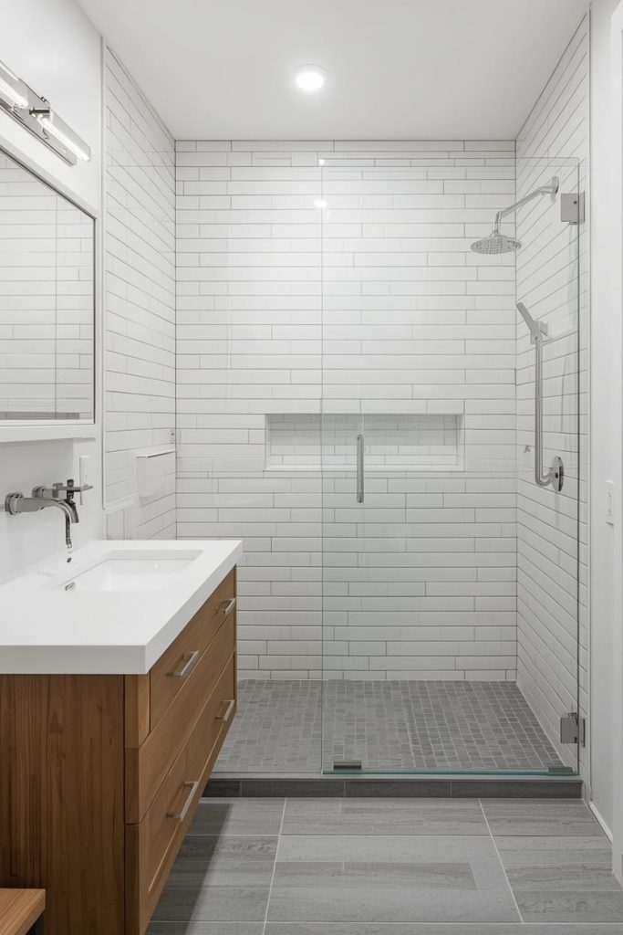 Two Tile Combination Bathroom Ideas (Feature Wall Bathroom Tiles)