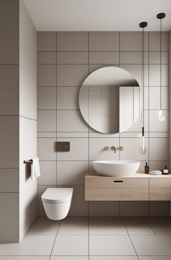 Two-Tone Half Tiled Bathroom Walls