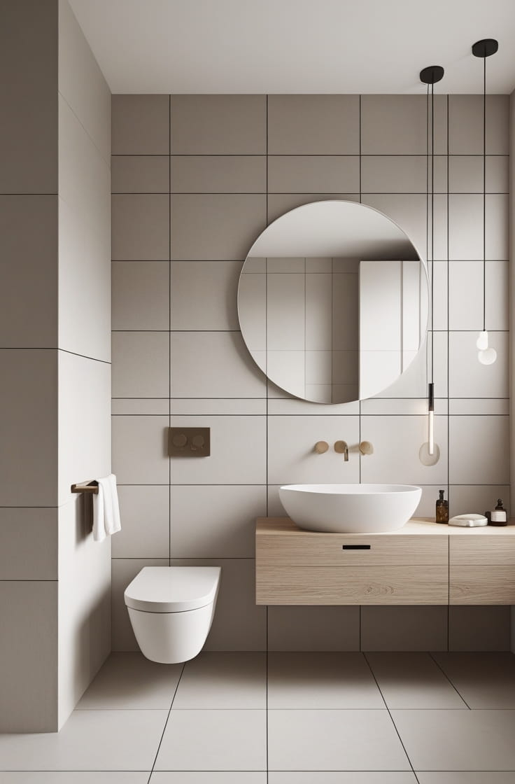 Two-Tone Half Tiled Bathroom Walls
