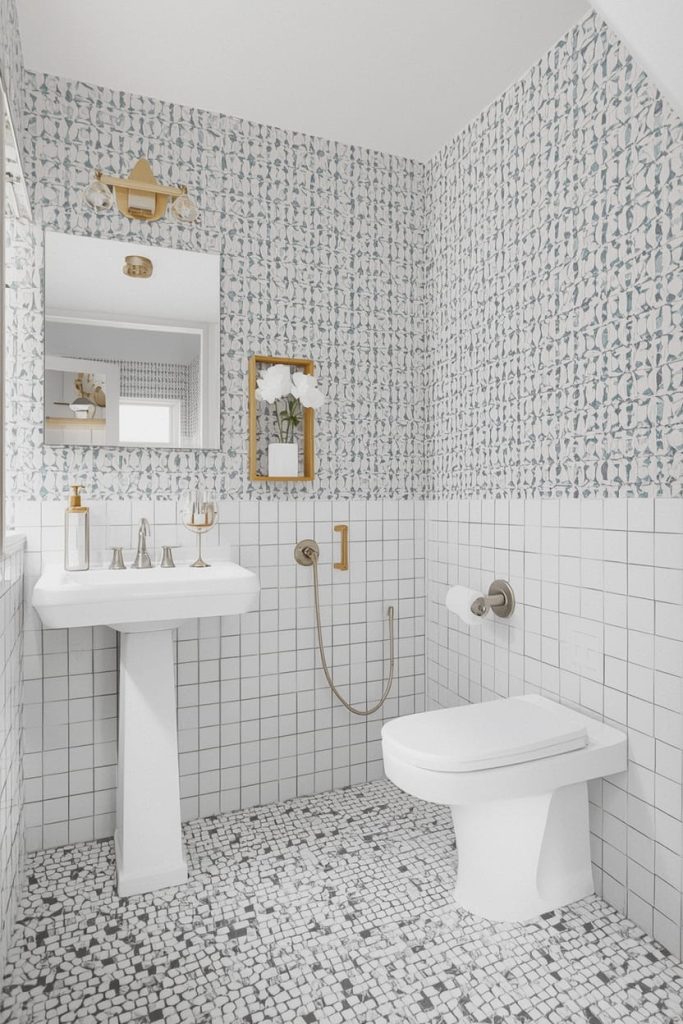 Vintage Penny Tile Bathroom Floors