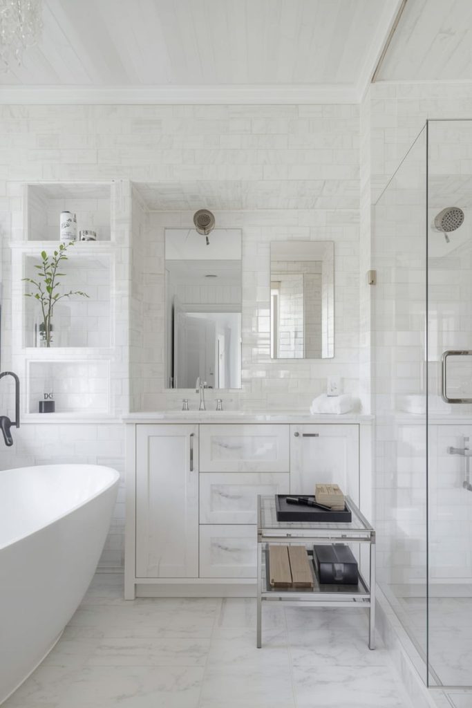 White Tile Bathroom Shower Ideas