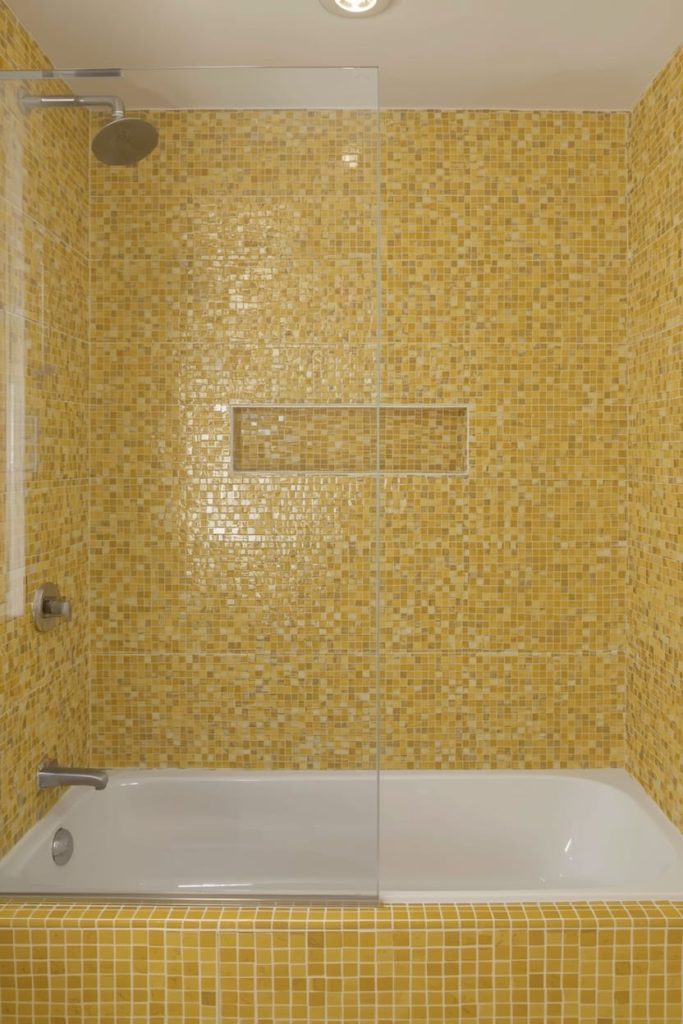 Yellow Hexagon Tile Bathroom Design