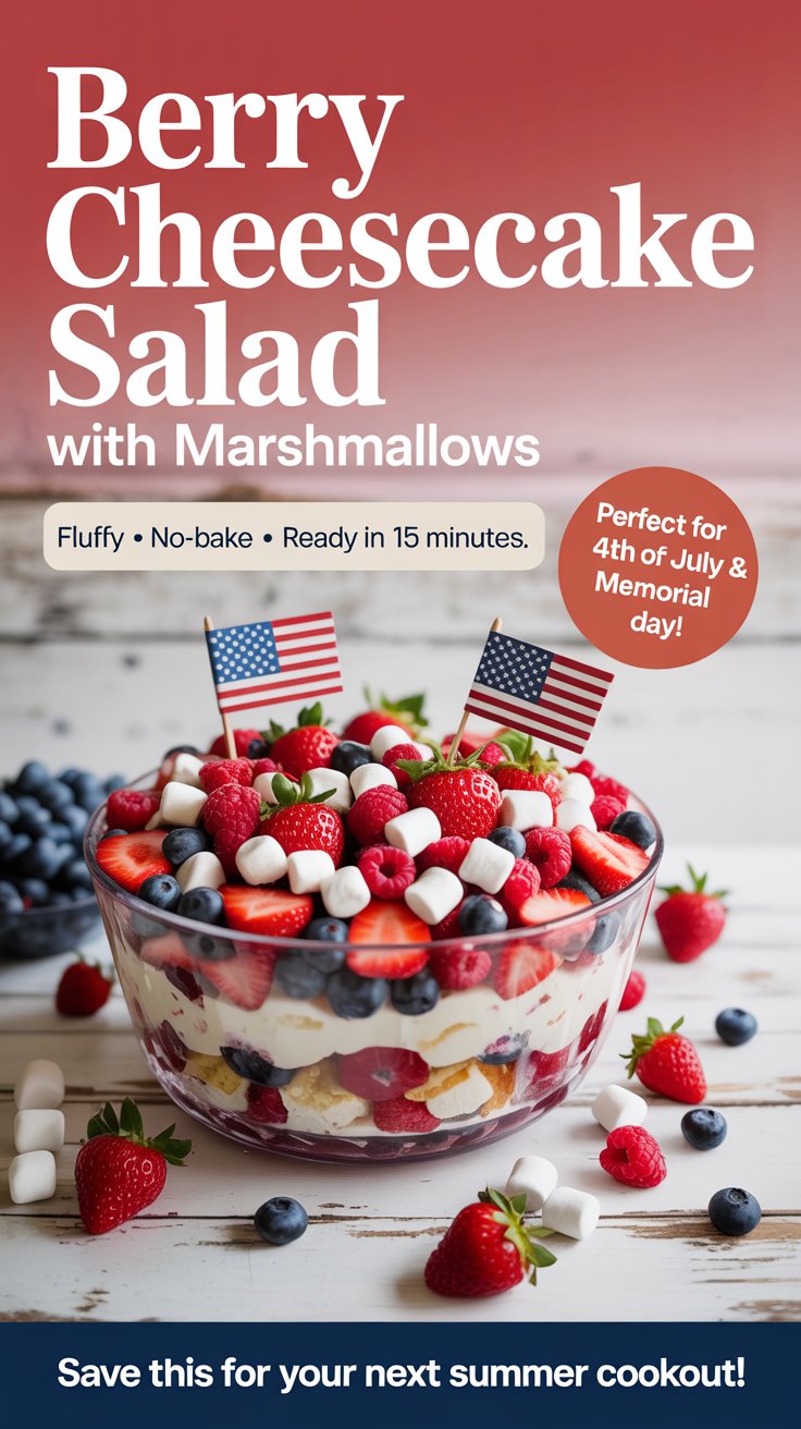 berry cheesecake salad with marshmallows