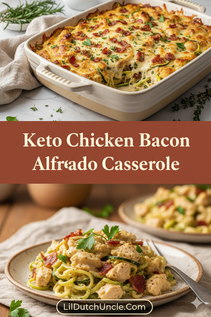 keto chicken bacon alfredo casserole