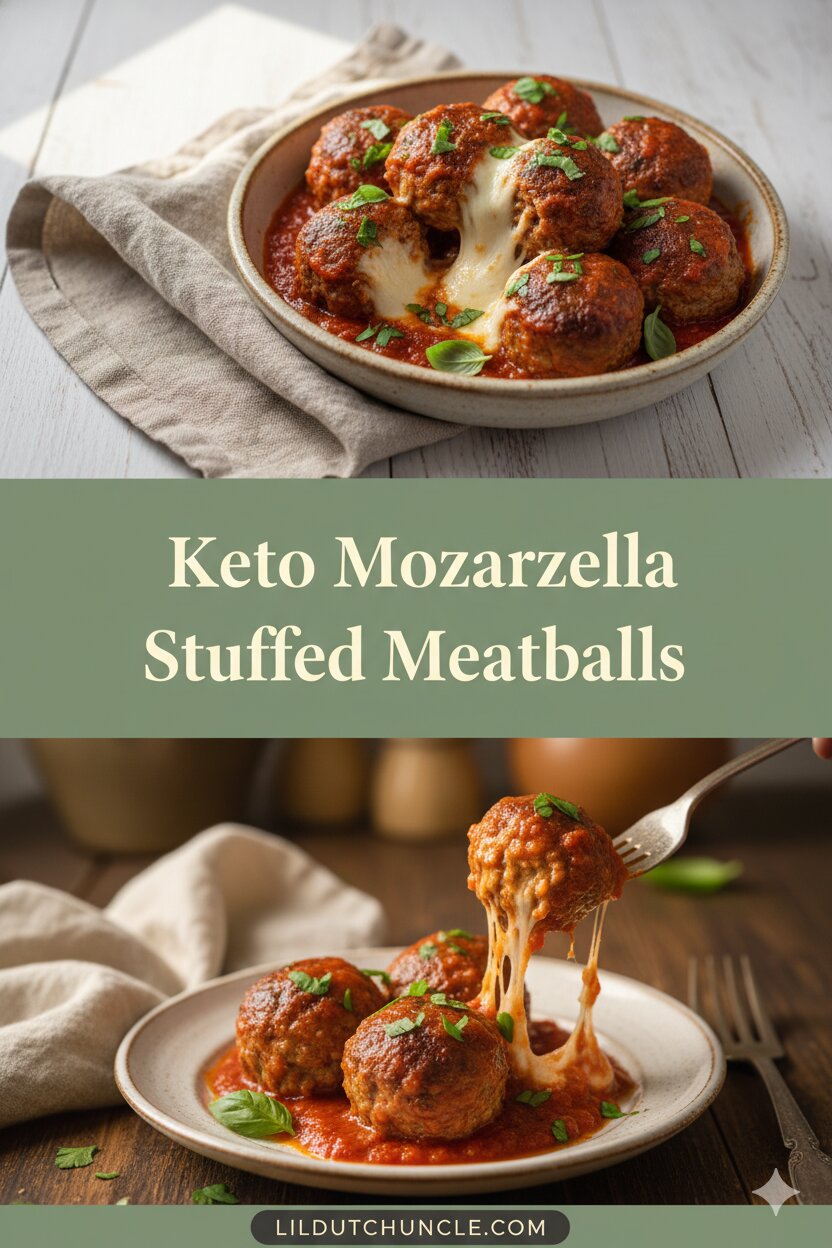 Keto Mozzarella Stuffed Meatballs
